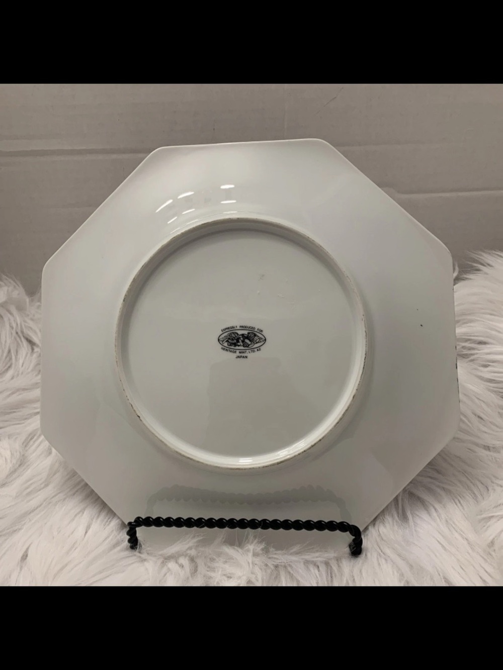ππ§βπHeritage Mint Japan Peacock Plate Blue Wht Gold Octagon Chinoiserie Vintage - Picture 2 of 12